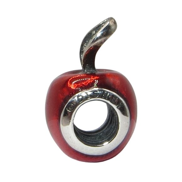 Pandora Disney Snow White Red Apple Enamel Green CZ & SS .925 Charm 791572EN73 - Picture 5 of 7